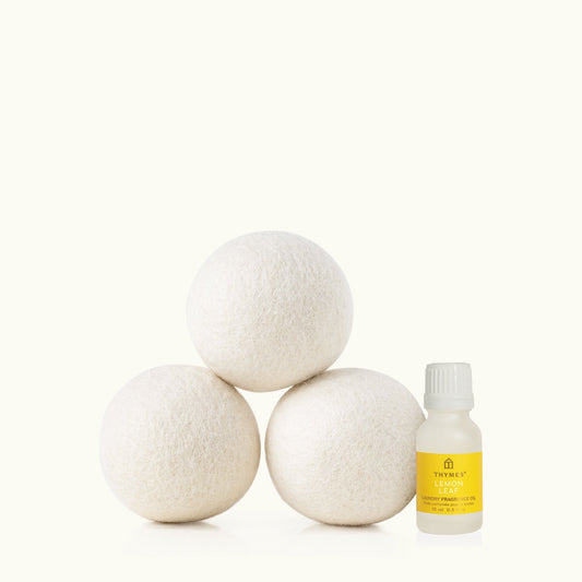 Lemon Leaf Wool Dryer Balls & Laundry Fragrance Oil Set